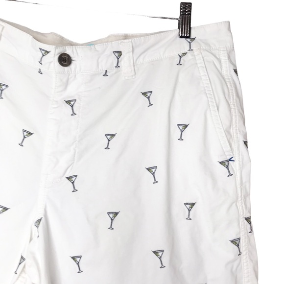 Tommy Bahama Men's Bermuda Shorts White Grey Martini Embroidered Cotton Blend - Picture 3 of 12